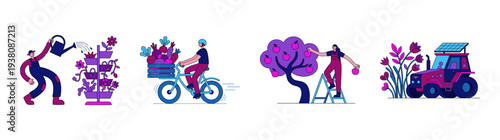 Flat Vector Sustainable Farming and Local Agriculture Element Kit for Eco-Friendly Business Branding