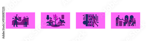 Flat Vector Community Support and Volunteering Graphic Set for Social Welfare and Charity Outreach