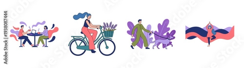 Flat Vector Lifestyle and Wellness Illustration Element Kit for Modern Work Life Balance Concepts