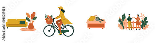 Flat Vector Lifestyle and Home Decor Element Kit for Urban Living and Real Estate Marketing