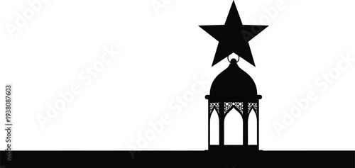 Black silhouette of a star on top of a mosque dome vector