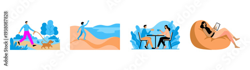 Flat Vector Lifestyle and Relaxation Illustration Set for Modern Wellness and Daily Routine Content