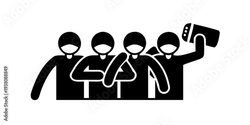 Group of people taking a selfie with an enthusiastic vibe
