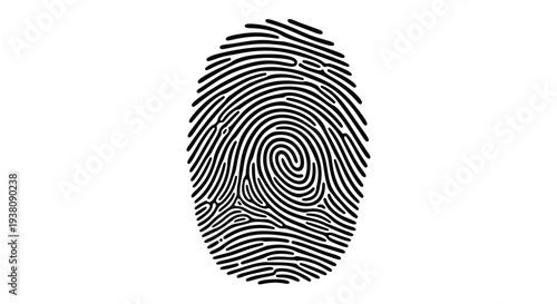 Close-up of a black fingerprint pattern on a white background, digital illustration