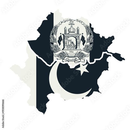 Afghanistan vs Pakistan country flags on national maps.