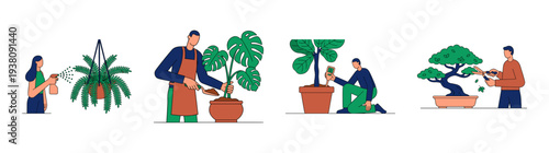 Flat Vector Indoor Gardening and Plant Care Element Kit for Urban Jungle Lifestyle Graphics