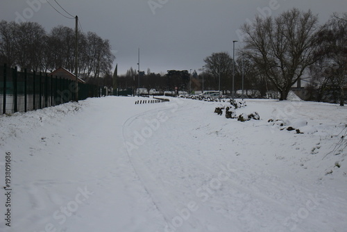 snow in a park, winter in the park