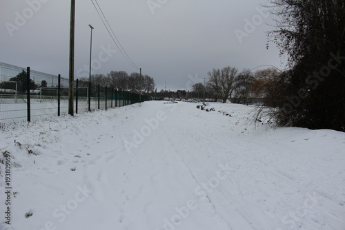 snow in a park, winter in the park