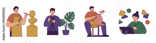 Flat Vector Creative Professionals Illustration Element Kit for Hobbyist and Career Career Content