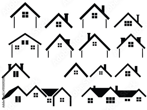 House Roof Vector Illustration Set, Including Different Roof Styles Isolated on White Background Ideal for Home Design, Architectural Graphics, and Creative Applications.