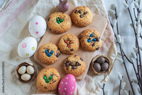 Cookies easter bunny colorful sprinkling chocolate 
