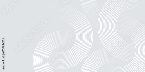 Abstract white glowing geometric lines on gray background vector geometric circle