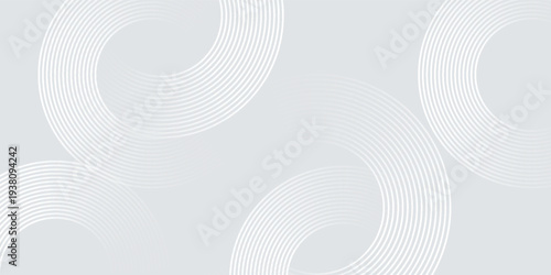 Abstract white glowing geometric lines on gray background vector geometric circle