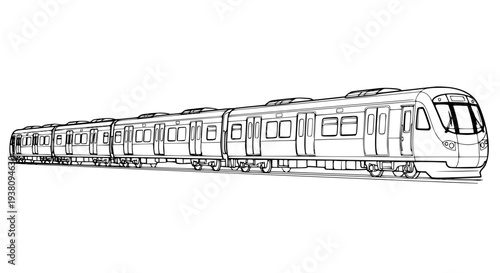 Hand-drawn sketch of Hong Kong passenger train vector illustration for coloring