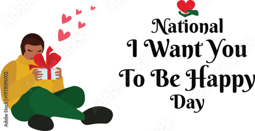 Man giving a gift box with red ribbon, sending love and happiness