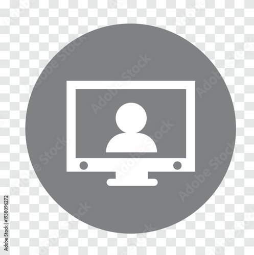 Online User Profile on Computer Screen Icon Illustration Isolated on Transparent Background