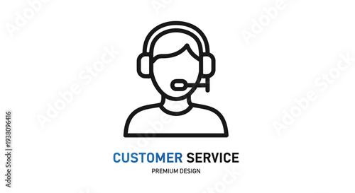 Customer Service Icon: Professional Support Agent with Headset