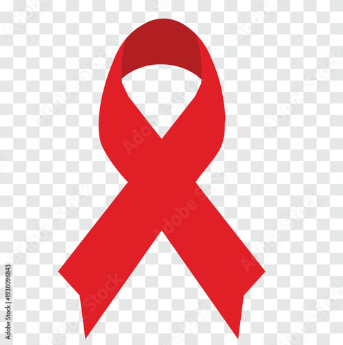 Red Awareness Ribbon Symbol Illustration Isolated on Transparent Background