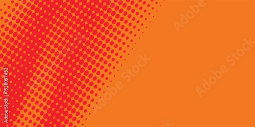Dots halftone orange color pattern gradient texture with technology digital background. Dots pop art comics. vector dots background