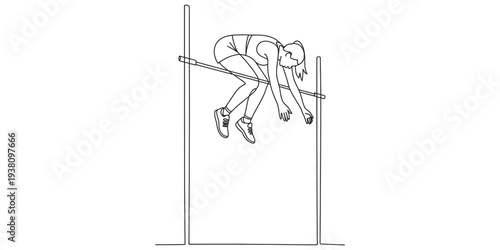 Athlete clears high jump bar in competition, dynamic action scene