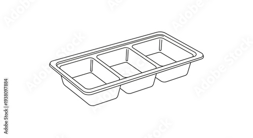 Empty Plastic Container with Three Compartments.