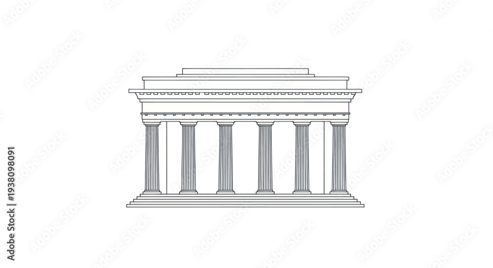 Fototapeta premium Ancient Greek Temple with Columns Illustration.