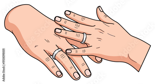 Hands with Wedding Rings Together.