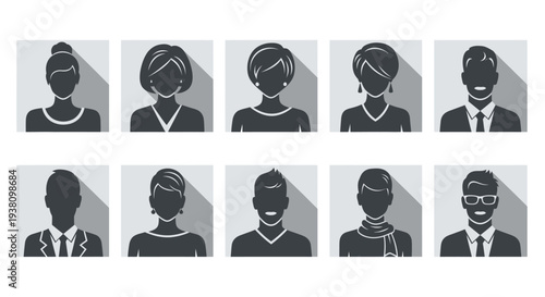 Diverse Collection of Minimalist Business People Avatars for Profile and User Identification