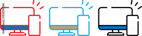 Computer devices with loading progress bars vector illustration flat design