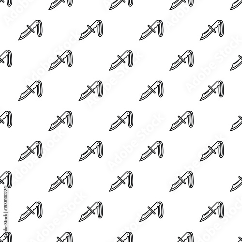 Diving knife tool creating a seamless pattern in black and white