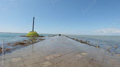 Driving along the Passage du Gois with a POV on-board camera.