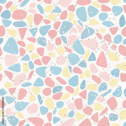 Terrazzo Seamless Pattern Vector Background with Pastel Stone Chips for Interior Design, Minimalist Packaging, and Modern Branding Stationery