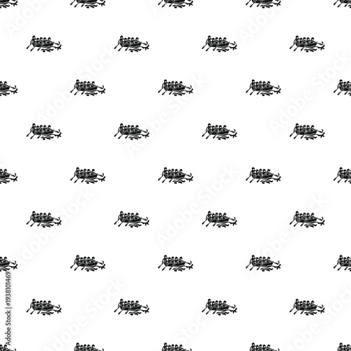 Group of people rowing a boat in a repeating seamless pattern