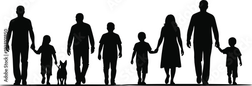 Collection of diverse people silhouettes in sitting and standing poses, men and women relaxing on ground, lonely person, lifestyle graphics,