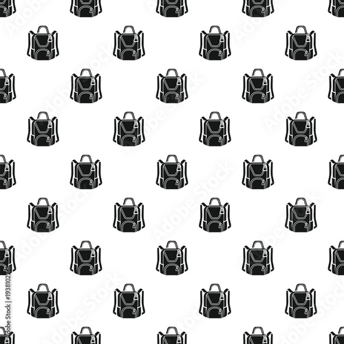 Backpack vector icons repeating across a white background