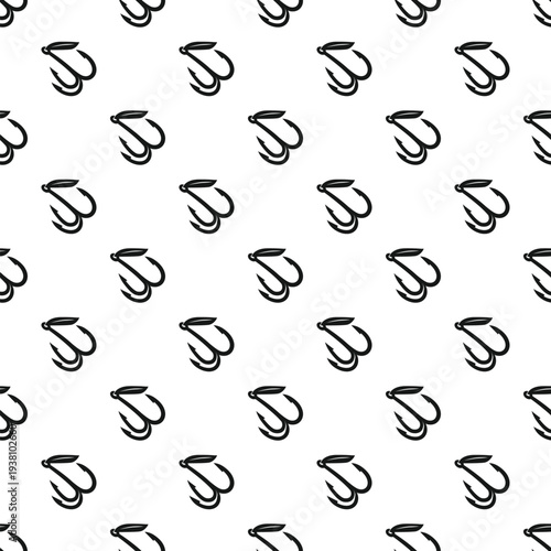 Fishing hooks forming a repeating pattern, vector illustration on white background