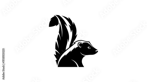 Stylized skunk silhouette with bold tail design