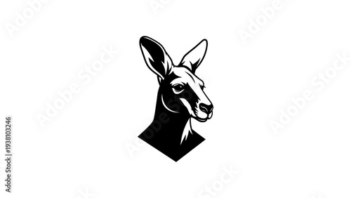 Stylish kangaroo portrait in bold black and white design
