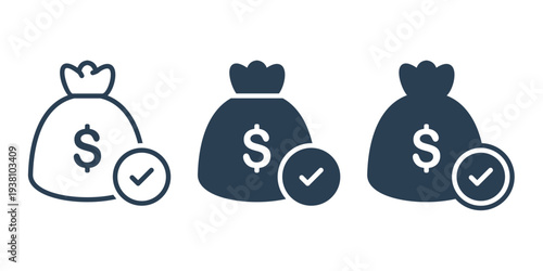 Money Bag with Checklist Icon. Financial Planning and Budget Approval. Vector Illustration