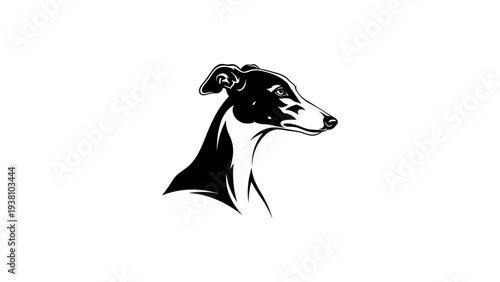 Black and white greyhound silhouette drawing with stylish simplicity