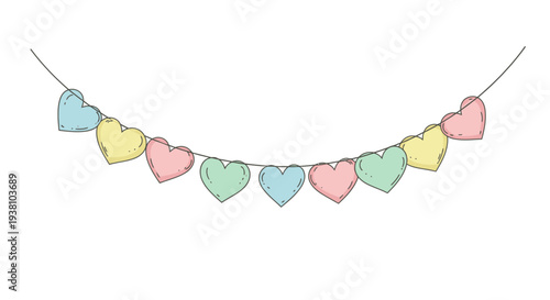 Colorful Heart Shaped Paper Garland Decoration.