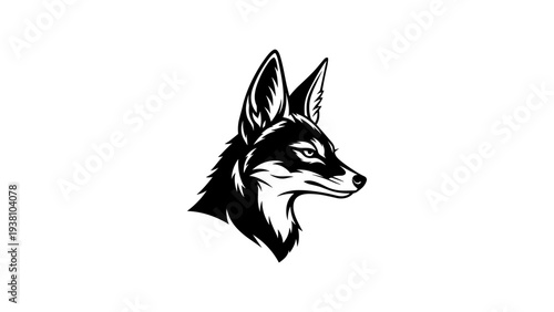 Bold black and white animal profile with sharp angular features in minimalist style