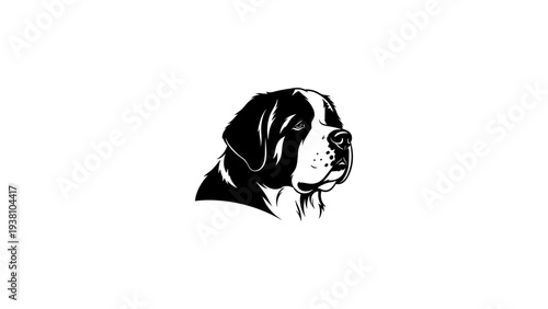 St bernard dog head monochrome design on white background
