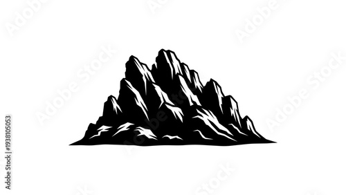 Bold black silhouette of a mountain peak isolated on a white background