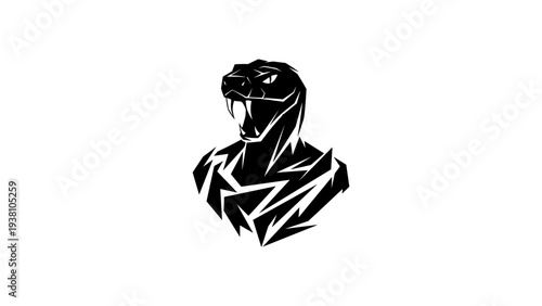 Geometric cobra silhouette art with bold angular design elements