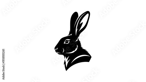 Elegant black and white hare silhouette design