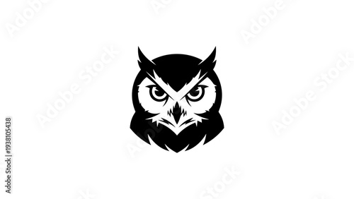 Elegant owl silhouette logo with sharp details and minimalist design