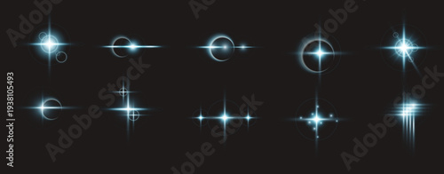 Blue Glow Light Sparkle Effect Vector 