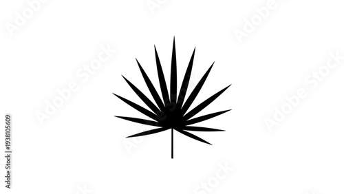 Minimalist black silhouette of a cannabis leaf on white background