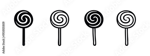 Lollipop Icon Set. Sweet Candy and Swirl Lollypop Vector Graphics Collection.
